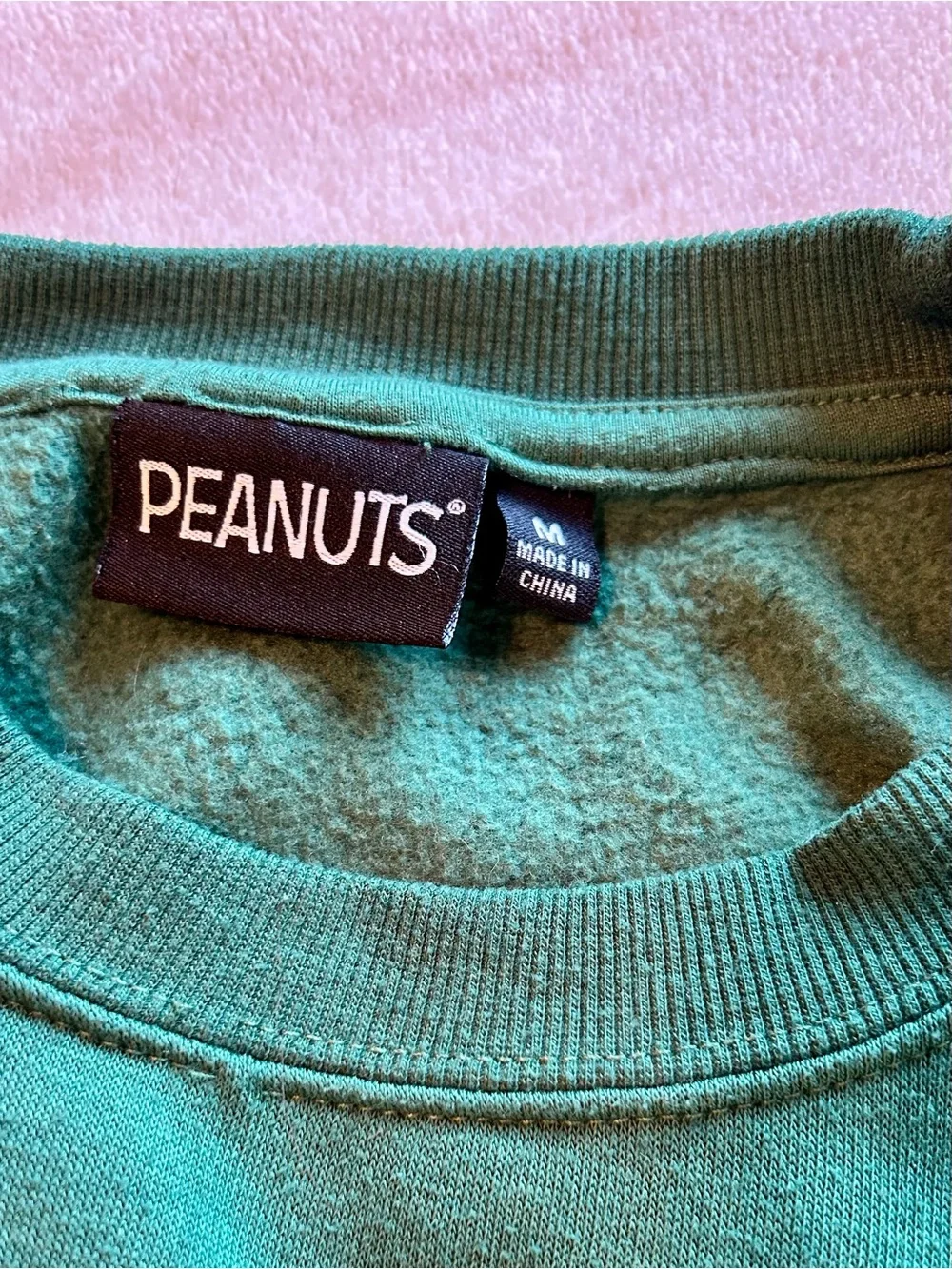 Peanuts Green Crewneck Sweatshirt with Snoopy Tennis Graphic - Picture 5 of 6